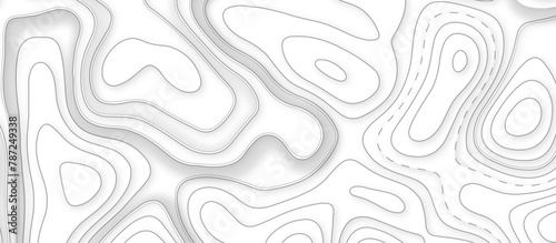 Abstract 3d topographic map patterns, topography line map. The black on white contours topography stylized height of the lines. cotour map and line terrain path. Linear graphics. Vector illustration.