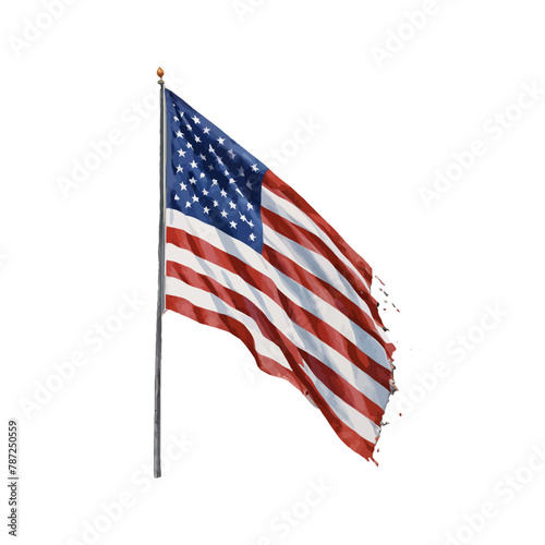 US flag watercolor isolated vector illustration