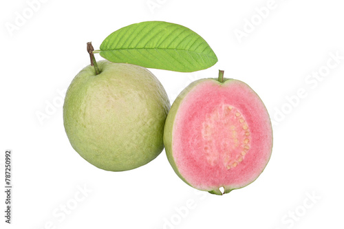 pink guava and leaf isolated on transparent png