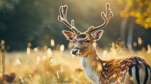 a deer with antlers in a field