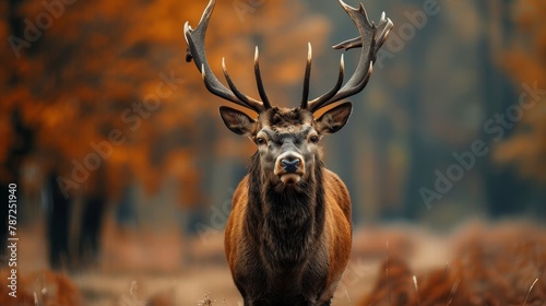 a deer with antlers standing in a field © Aliaksandr Siamko