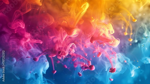 vibrant and colorful ink spray abstract background digital art
