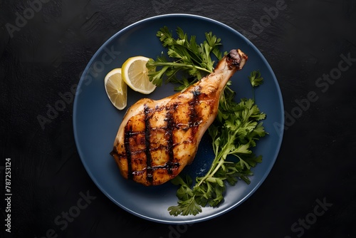 Grilled chicken steak, savory perfection plated for visual feast photo