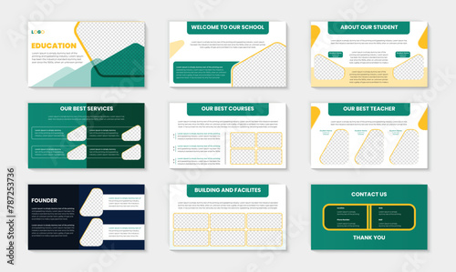 Creative PowerPoint presentation slides template design with best education PPT background design and Presentation for educational flyer, leaflet, marketing, advertising banner templates