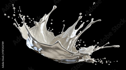 White liquid splash on black background