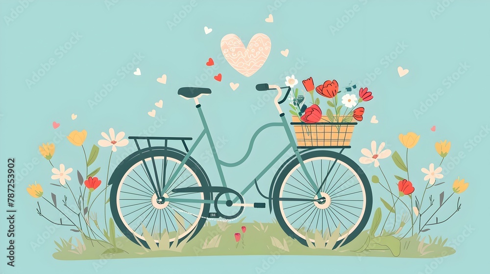 Hand-Drawn Sketch of a Flower-Filled Bicycle: A Visual Ode to Eco-Friendly Transportation