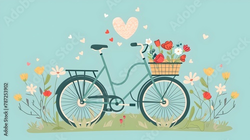 Hand-Drawn Sketch of a Flower-Filled Bicycle: A Visual Ode to Eco-Friendly Transportation photo