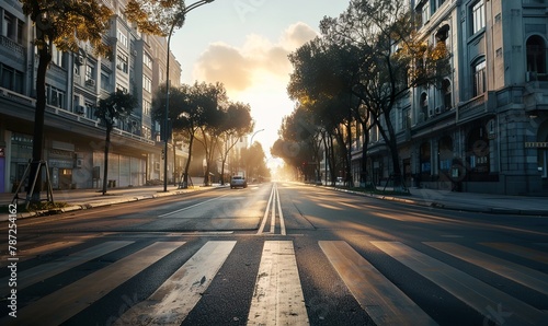 road street with background building architecture luxury, light day, sunrise, cinema photography © Pekr