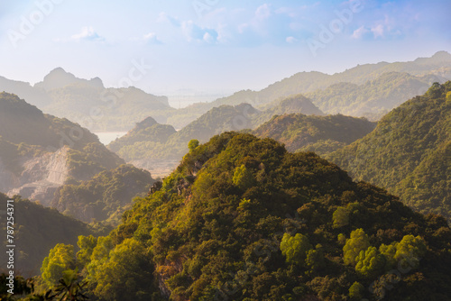 Green mountains covered with tropical rainforest in Vietnam © Maresol