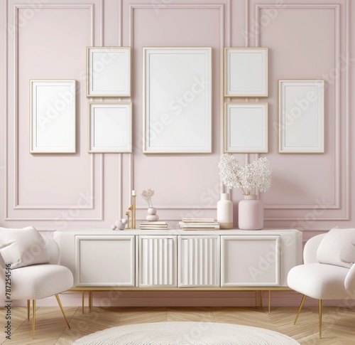 Frame mockup  Inviting Living Room Interior with Modern Furniture  high-resolution  300 DPI 