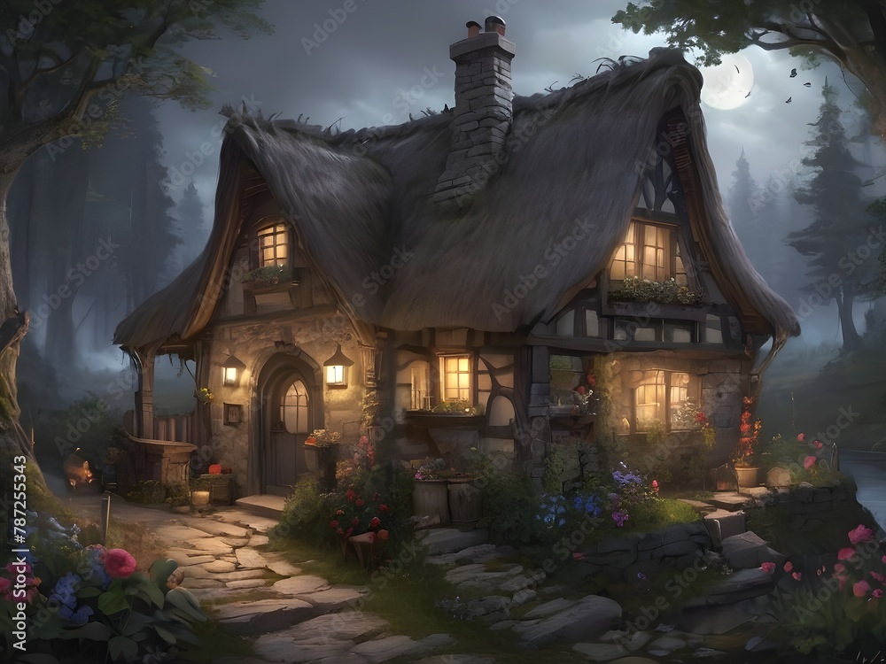 witches cottage art	