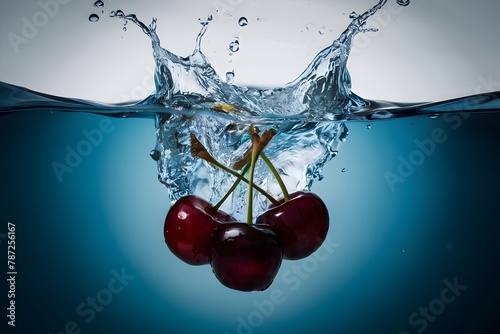 ImageStock Water splash with cherries isolated in foodgraphy photography
