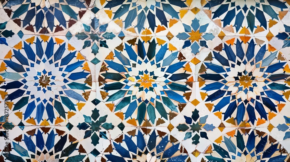 intricate arabesque moroccan marrakech vintage ceramic tile pattern abstract mosaic background