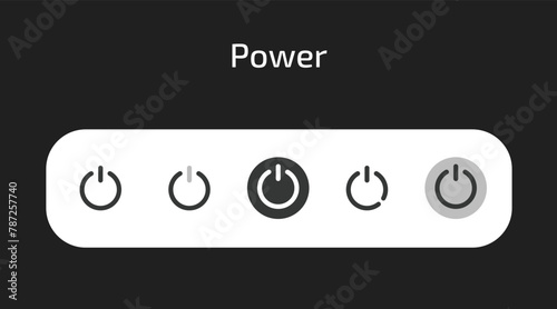 Power icons in 5 different styles as vector 