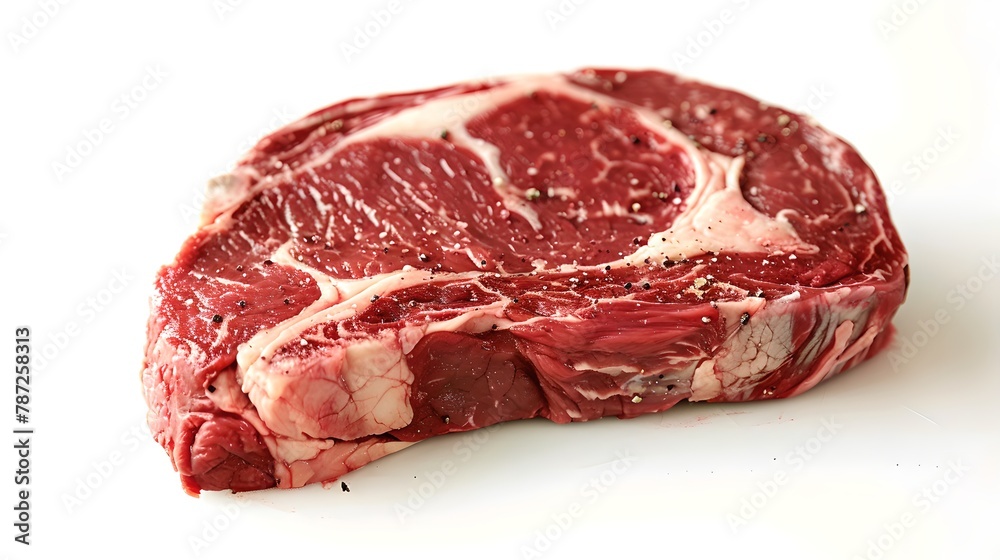 Fresh raw steak ready for cooking, isolated on white background. Delicious beef cut for a gourmet meal. Culinary delights for meat lovers. AI Fresh raw steak ready for cooking, isolated on white background. Delicious beef cut for a gourmet meal. Culinary delights for meat lovers. AI