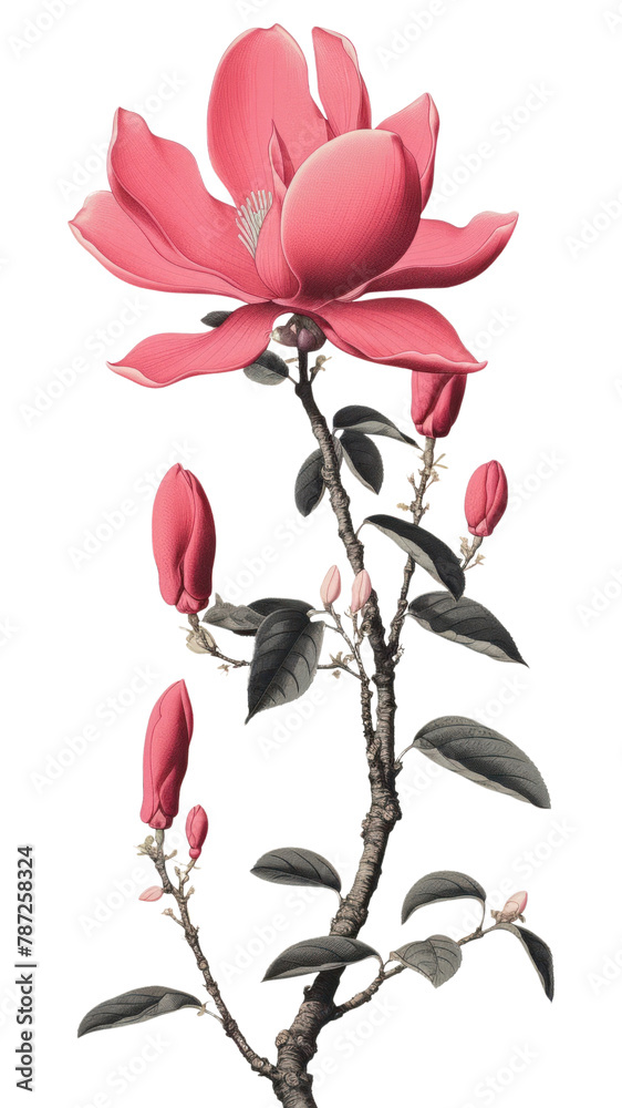 Obraz premium PNG Vintage magnolia blossom drawing flower.