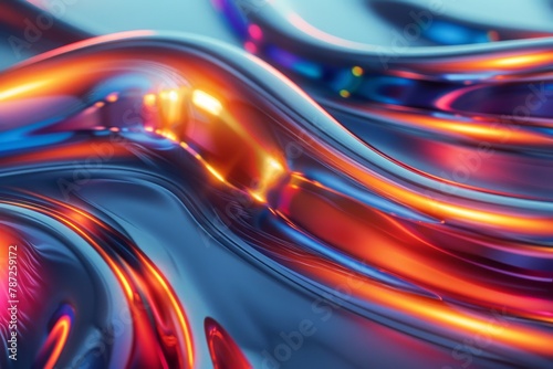 A shiny, colorful, and reflective surface with a red and orange swirl