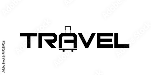 Travel word text based Logo sign and branding design for company