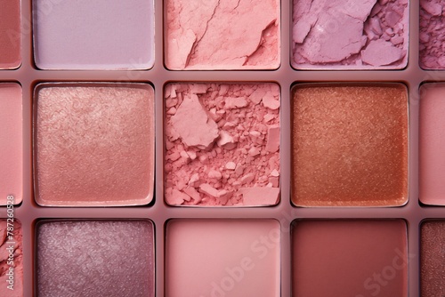Close up texture eyeshadow pallet in pink tone with shimmer