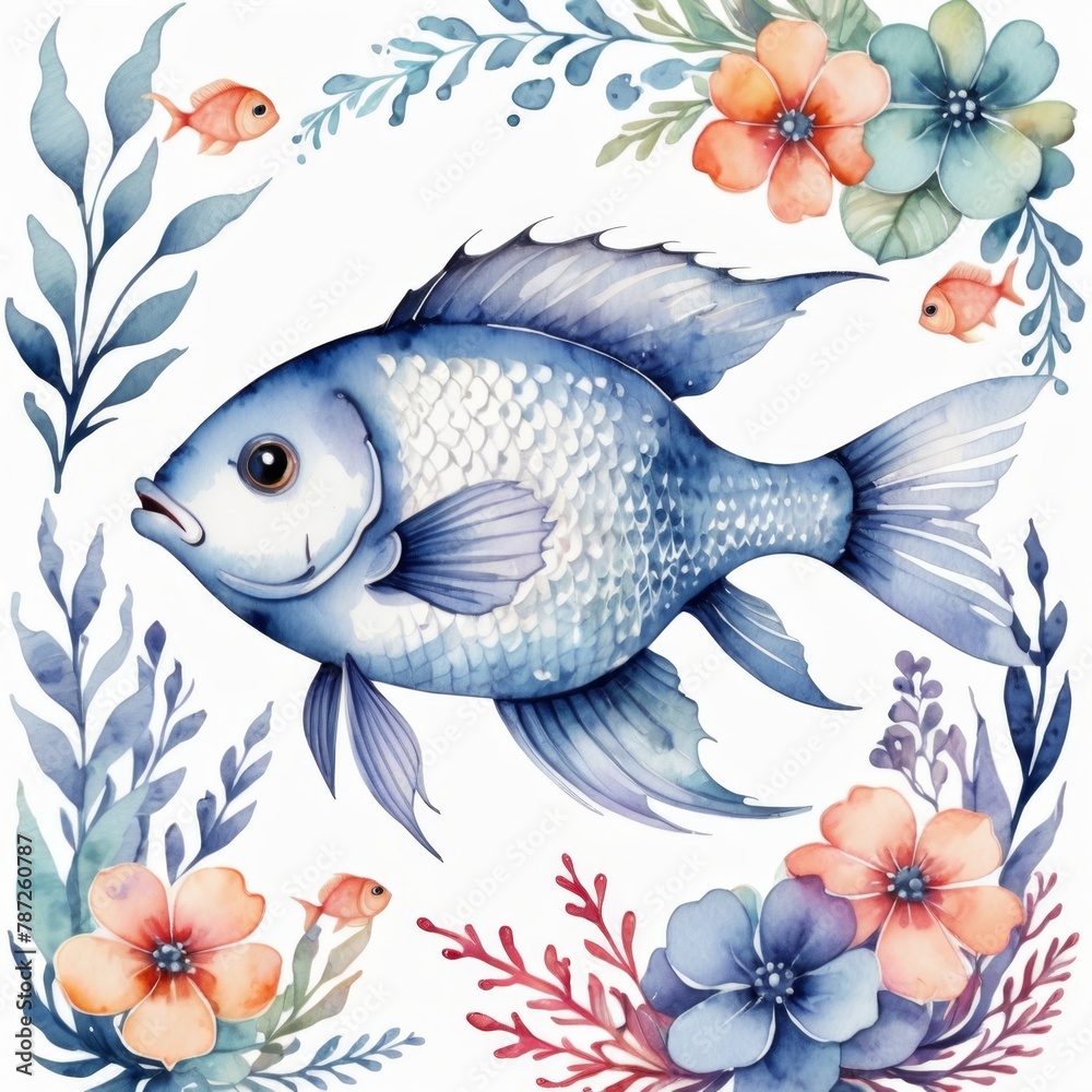fish on a blue background fish on a blue background