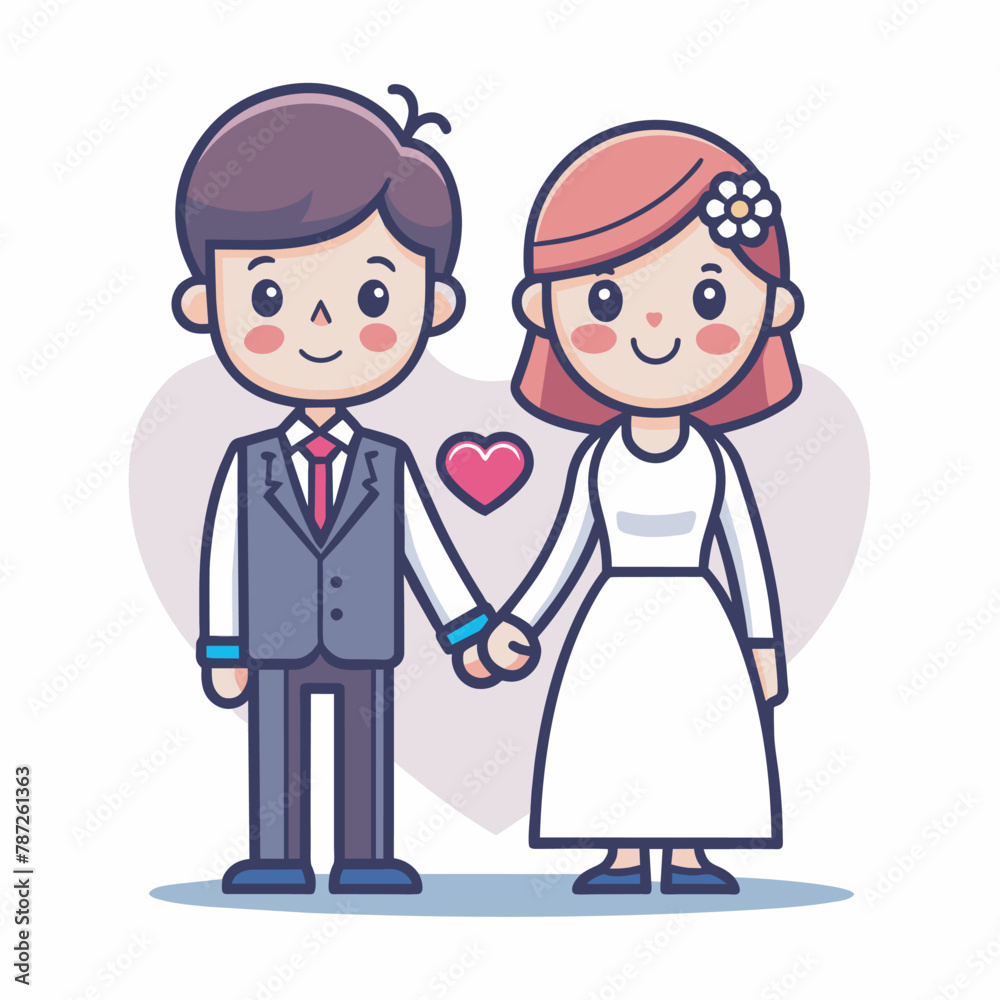 Vector illustration of beautiful wedding cartoon couple, Bride and groom at wedding, invitation card Vector illustration of beautiful wedding cartoon couple, Bride and groom at wedding, invitation card