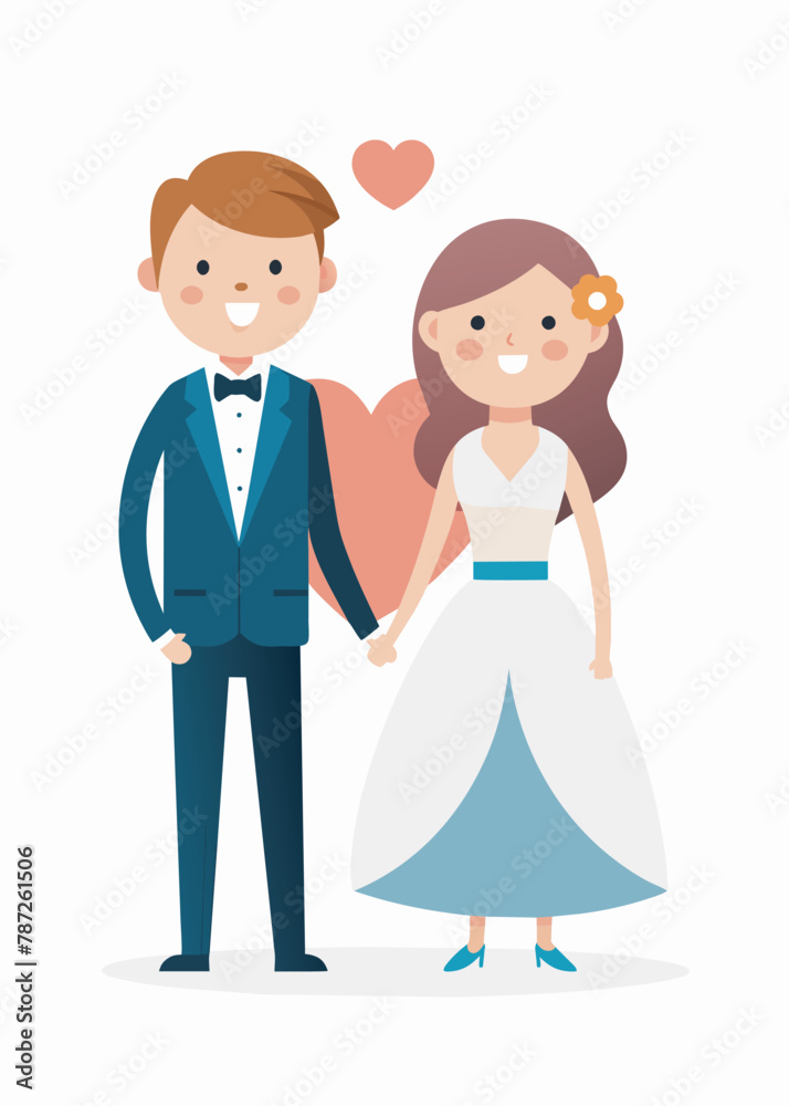 Vector illustration of beautiful wedding cartoon couple, Bride and groom at wedding, invitation card Vector illustration of beautiful wedding cartoon couple, Bride and groom at wedding, invitation card