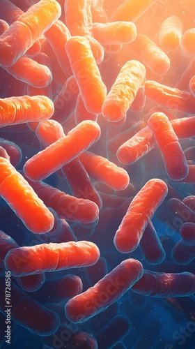Microscopic Detail of Lactobacillus acidophilus Bacteria for Scientific Research and Health Publications photo