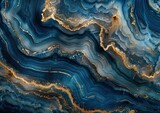 AI-generated illustration of abstract blue layers with elegant gold accents