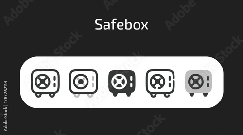 Safebox icons in 5 different styles as vector	

