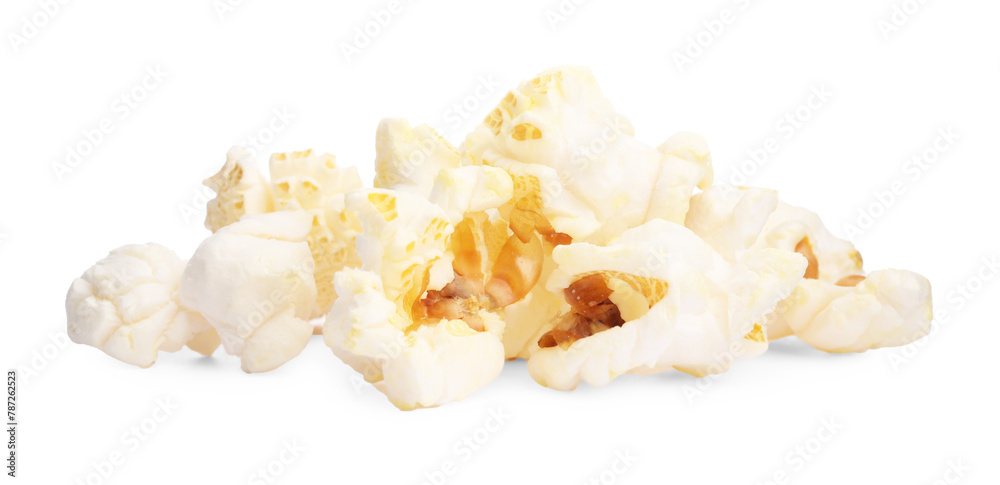 Fresh popcorn isolated on white. Tasty snack