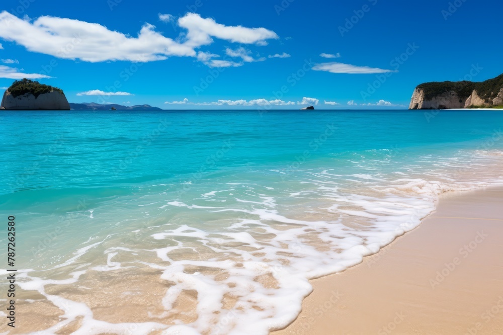 Beach with white sand and blue sea