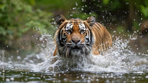 Amur tiger playing in the water, Siberia
