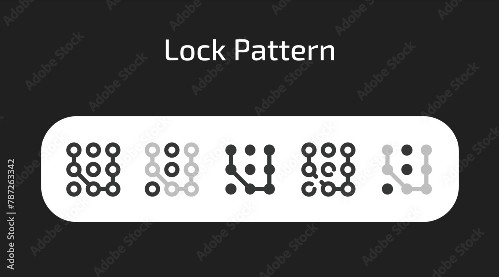 Lock Pattern icons in 5 different styles as vector Lock Pattern icons in 5 different styles as vector
