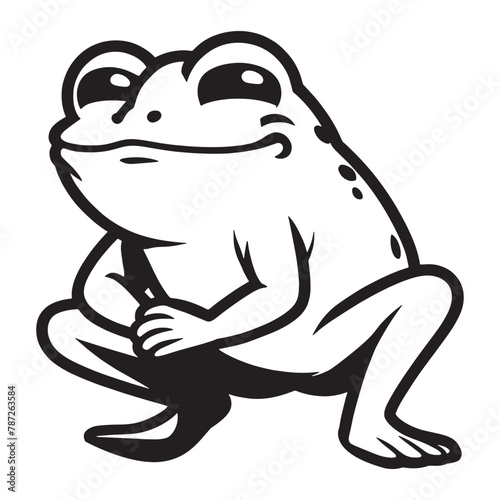 Cute frog squatting with its hind legs vector illustration