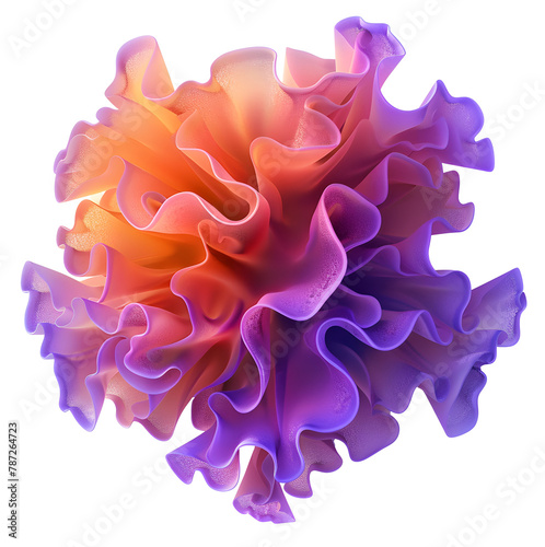 Purple and orange gradient coral object isolated on white background. Abstract three dimensional shape.