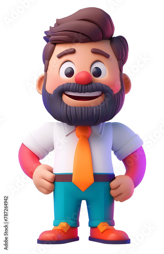 Office worker dressed in a business suit. A man rejoices at his promotion. Three dimensional cartoon characters illustration.