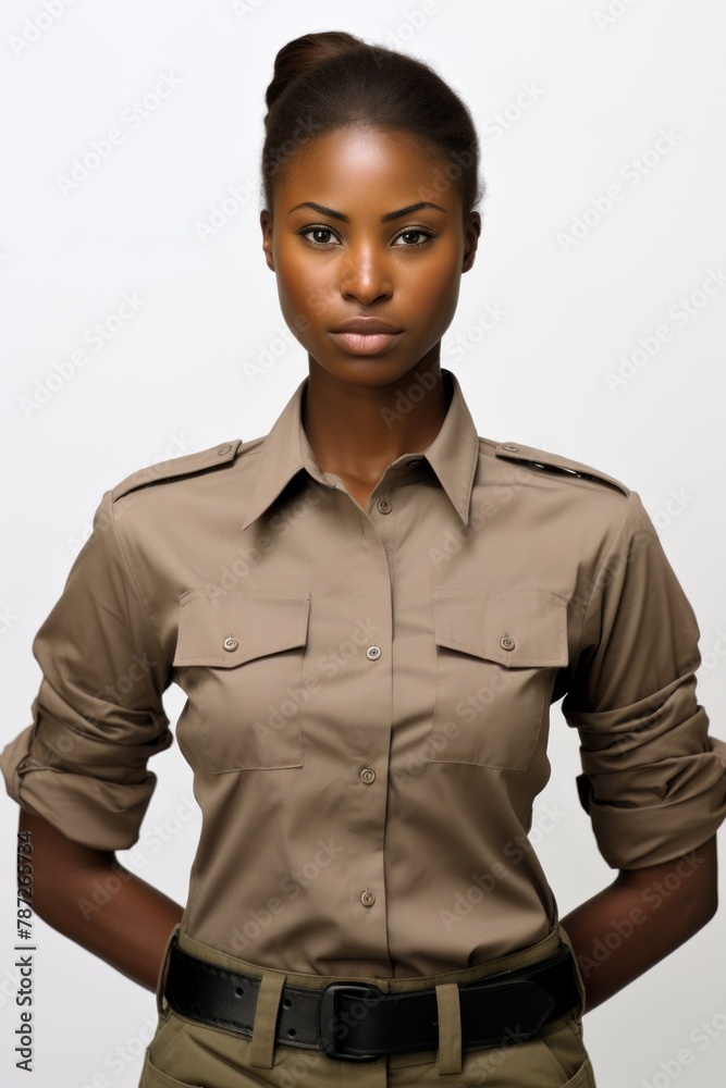 Obraz premium Black woman in military uniform