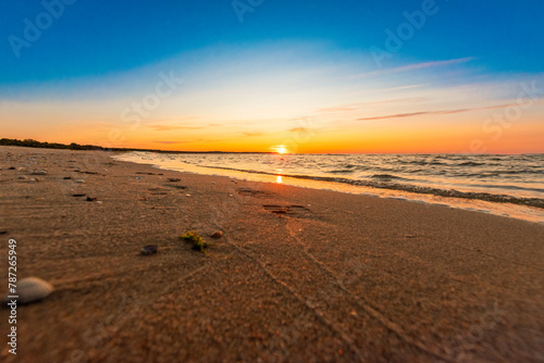 Picturesque sunset on the Polish Baltic Sea during sunset