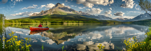 Serene Lake backed by Mountains: An Ideal Solitary Exploration in the Heart of Nature