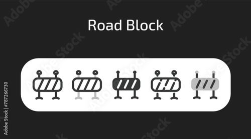Road Block icons in 5 different styles as vector
