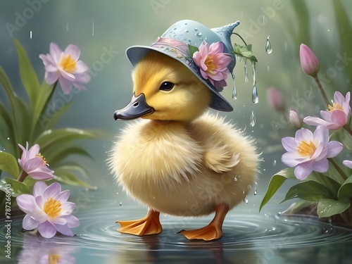 Very beautiful duckling with a very pretty hat