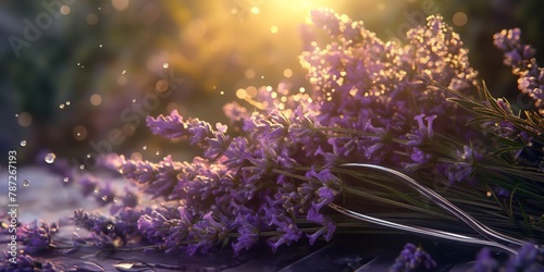 Lavender flowers catching the light, creating a magical, dreamy mood suitable for peaceful and calm concepts