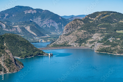 Dam of the Lake of Serre-Poncon, one of the largest reservoirs in Europe, France © Wirestock