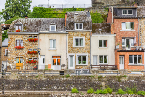 Old houses on the quayside in La Roche-en-Ardenne, Belgium