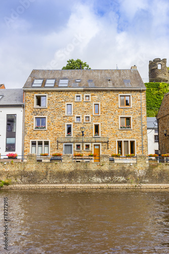 Historic stone house at the riverbank in La Roche-en-Ardenne, Belgium