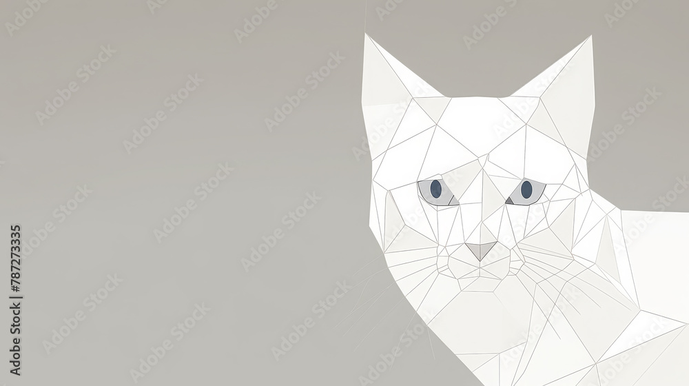 Fototapeta premium Black and White Cat Illustration Artwork