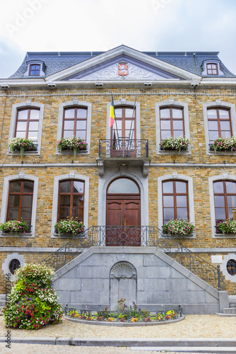 Front facade of the town hall in La Roche-en-Ardenne, Belgium