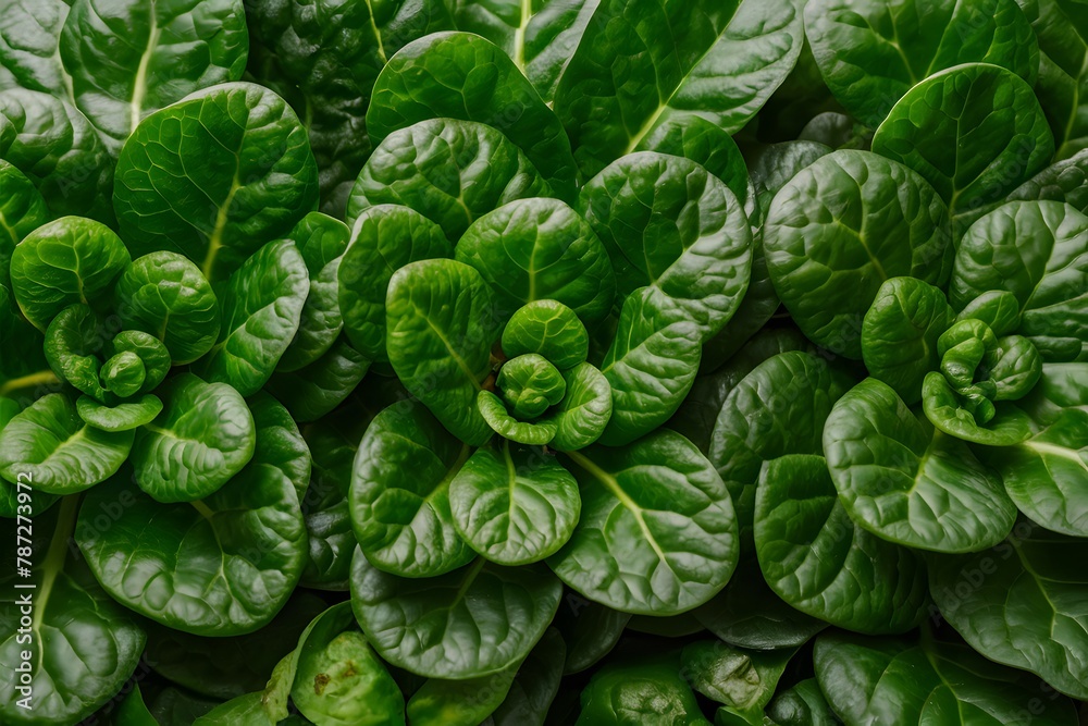 Spinach in indoor studio, vibrant greenery captured in detail Spinach in indoor studio, vibrant greenery captured in detail