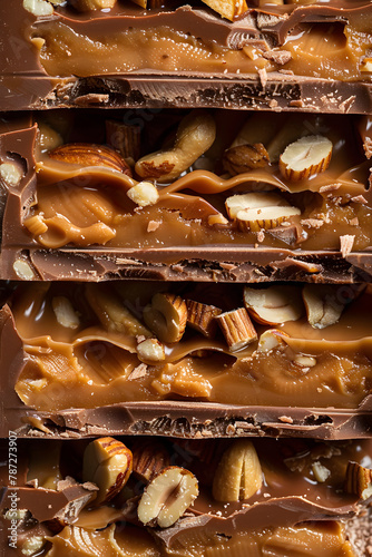 Close-Up Shot of Layers Inside an Oh Henry Candy Bar - Delightful Exploration of Taste and Texture