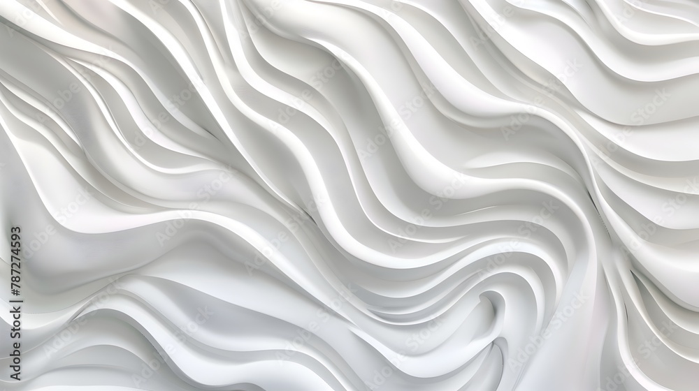 Captivating 3D White Wave Pattern with Dynamic Light Play for Modern Wall Decor